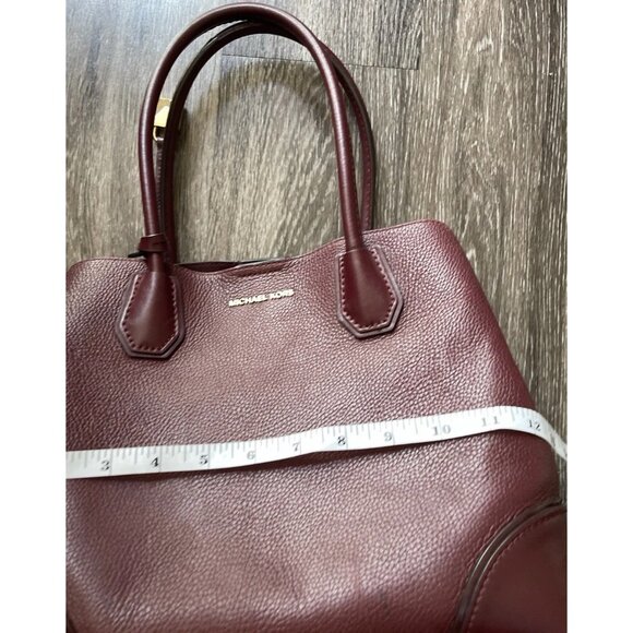 Vintage MICHAEL KORS Mercer Gallery Burgundy Oxyblood Leather Zip Tote Bag - Picture 5 of 16